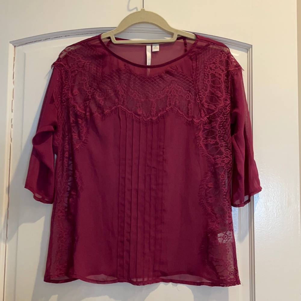 Lauren Conrad Sheer Pink Lace Top